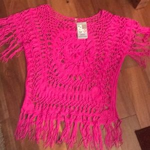NWT crochet fringed top.